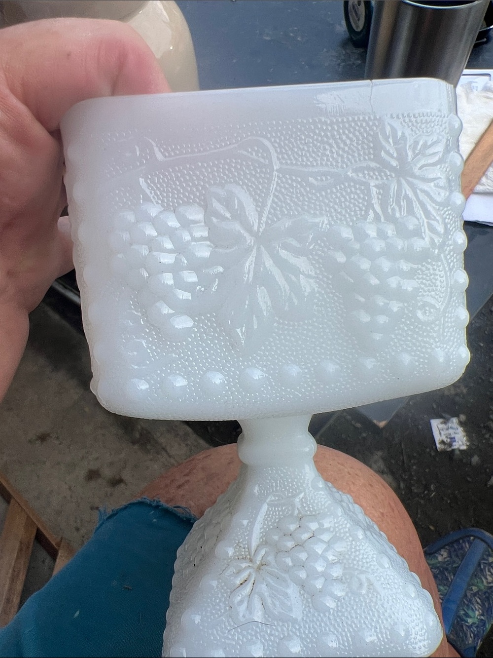 Vintage White Milk Glass Covered candy dish - Picture 3 of 5